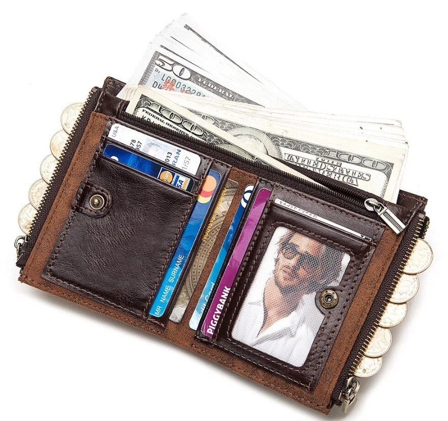 Portafoglio Vintage in Pelle per Uomo Anti Ladro e Multifunzionale