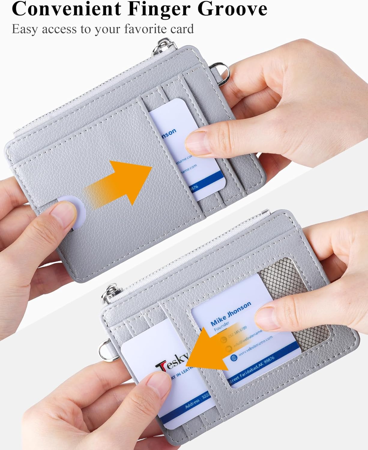 Porta Documenti, Carte di Credito e Tessere, Slim, Minimalista, con Blocco RFID, 1 Finestra Identificativa e Cerniera