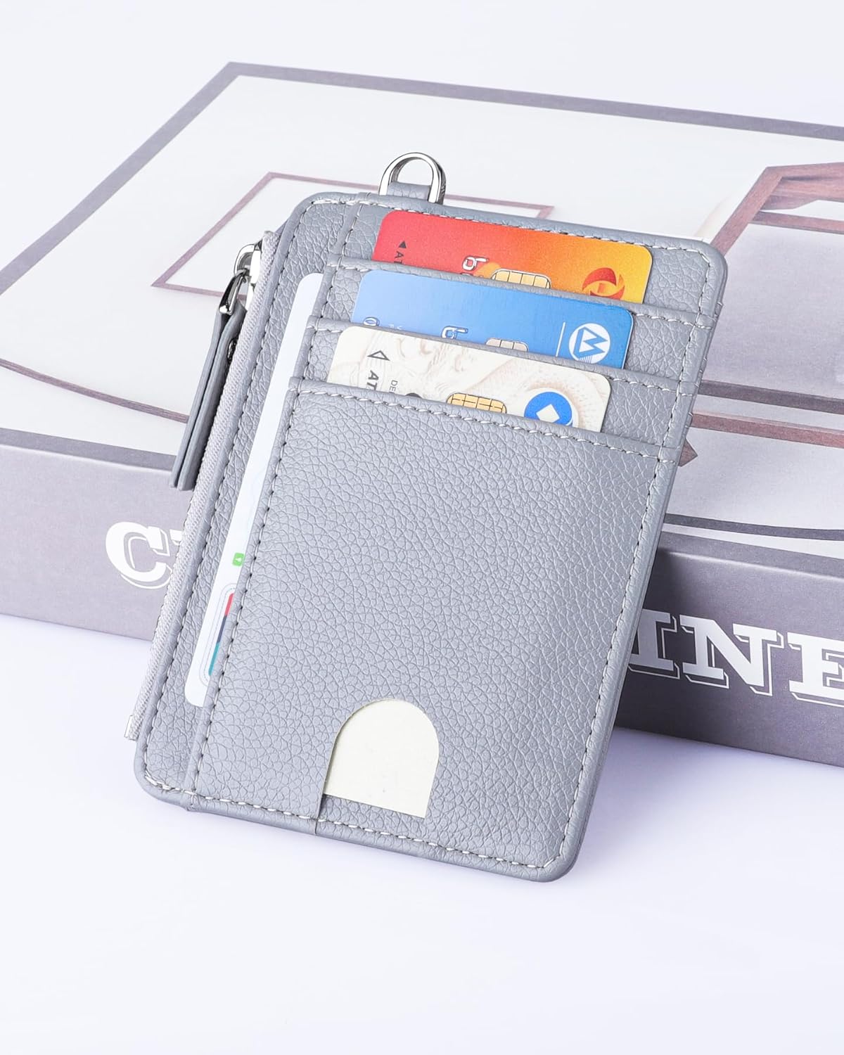 Porta Documenti, Carte di Credito e Tessere, Slim, Minimalista, con Blocco RFID, 1 Finestra Identificativa e Cerniera